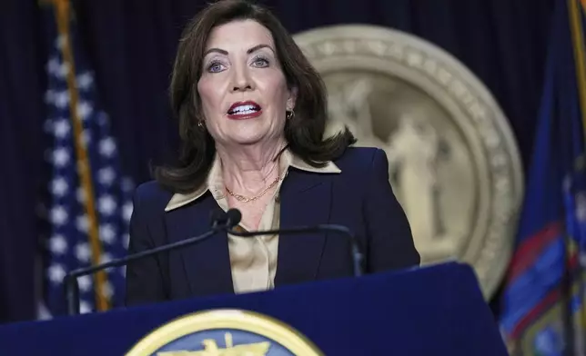 FILE - New York Gov. Kathy Hochul speaks at a news conference, Feb. 20, 2025, in New York. (AP Photo/Julia Demaree Nikhinson, File)
