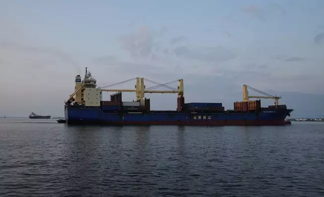 The Atlantic Navigator II departs from the Port of Baltimore, Thursday, July 31, 2025, in Baltimore. (AP Photo/Stephanie Scarbrough)