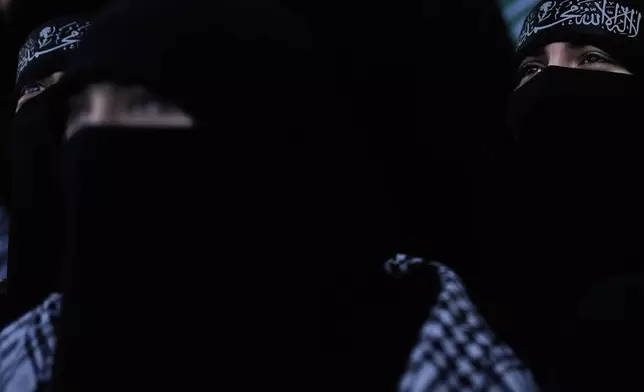 Demonstrators chant slogans during a protest outside the U.S. consulate in Istanbul, Turkey, Sunday, Aug. 3, 2025, to show solidarity with Palestinians amid the ongoing war in Gaza. (AP Photo/Khalil Hamra)