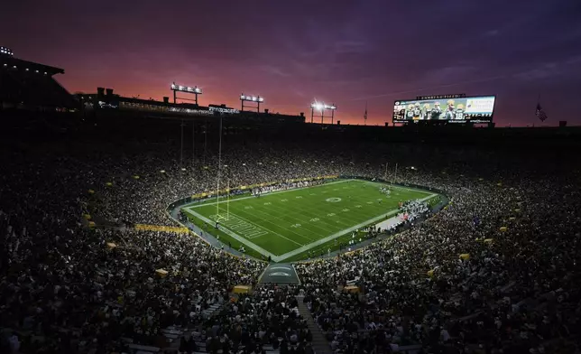Lambeau Field is seen during the first half of a preseason NFL football game between the Green Bay Packers and the New York Jets Saturday, Aug. 9, 2025, in Green Bay, Wis. (AP Photo/Morry Gash)