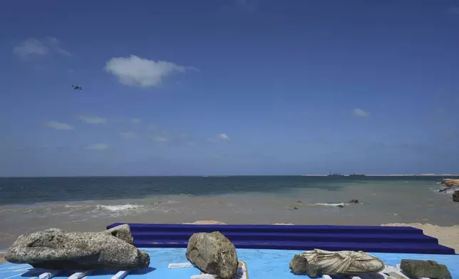 Ancient artifacts are on display after they were lifted out of the water in Abu Qir Bay at the Mediterranean city of Alexandria, Egypt, Thursday, Aug. 21, 2025. (AP Photo/Amr Nabil)