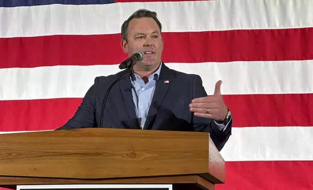 Georgia Republican Lt. Gov. Burt Jones speaks at a rally kicking off his 2026 campaign for governor on Tuesday, Aug. 26, 2025, in Flovilla, Ga. (AP Photo/Jeff Amy)