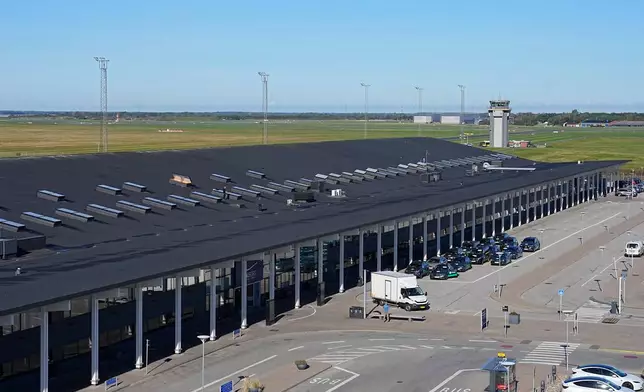 General view of Aalborg Airport in Denmark, Thursday, Sept. 25, 2025, after drones were observed on the airport on Wednesday evening and the night to Thursday, and the airspace over the airport was closed. (Bo Amstrup/Ritzau Scanpix via AP)