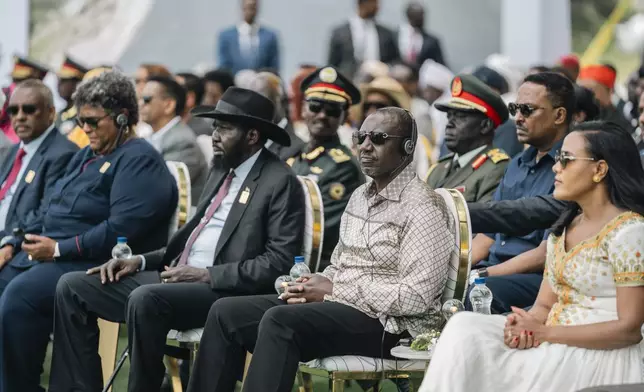Kenya's President William Ruto, second right, listens to a speech during the inauguration of the Grand Ethiopian Renaissance Dam in Benishangul-Gumuz, Ethiopia, Tuesday, Sept. 9, 2025. (AP Photo)