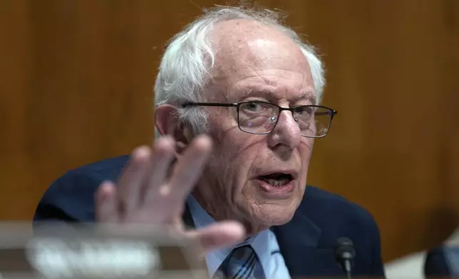 Senate Committee on Health, Education, Labor, and Pensions ranking member Sen. Bernie Sanders, I-Vt., speaks during a hearing to examine reviewing recent events at the Centers for Disease Control and Prevention and implications for children's health on Capitol Hill, in Washington, Wednesday, Sept. 17, 2025. (AP Photo/Jose Luis Magana)
