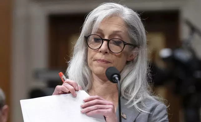 Former Centers for Disease Control and Prevention Director Susan Monarez testifies before the Senate Committee on Health, Education, Labor, and Pensions hearing to examine reviewing recent events at the Centers for Disease Control and Prevention and implications for children's health on Capitol Hill, in Washington, Wednesday, Sept. 17, 2025. (AP Photo/Jose Luis Magana)