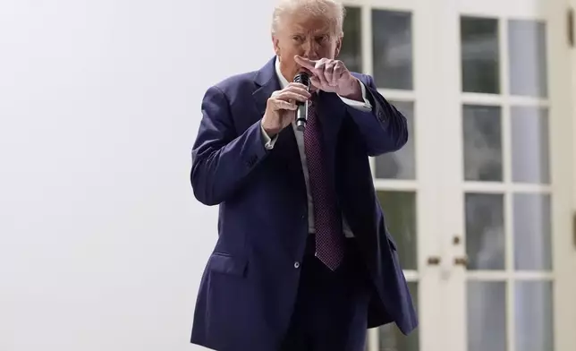 President Donald Trump speaks at a dinner in the Rose Garden of the White House, Friday, Sept. 5, 2025, in Washington. (AP Photo/Alex Brandon)