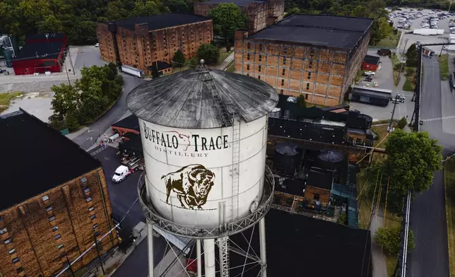 In an aerial view, the Buffalo Trace Distillery is seen on Sept. 16, 2025, in Frankfort, Ky. (AP Photo/Jon Cherry)