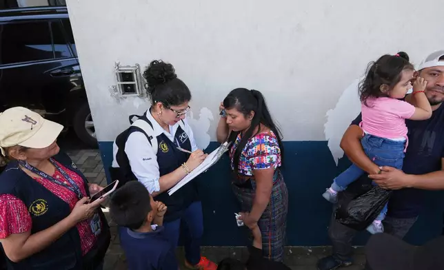 FILE - Relatives of unaccompanied minors deported from the United States await updates outside La Aurora International Airport, in Guatemala City, Aug. 31, 2025. (AP Photo/Moises Castillo, File)