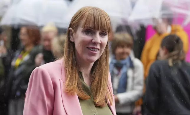 FILE - Angela Rayner, Britain's Deputy Prime Minister, attends the South by SouthWest London (SXSW London), a culture, technology and creativity festival in Shoreditch, London, Thursday, June 5, 2025. (AP Photo/Kirsty Wigglesworth, Pool, File)