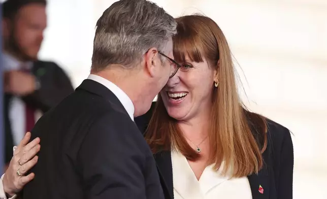 FILE - Britain's Prime Minister Keir Starmer and Deputy Prime Minister Angela Rayner attend a concert to mark the 80th Anniversary of V-E Day at Horse Guards Parade, London, Thursday May 8, 2025. (Chris Jackson/Pool via AP, File)