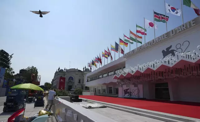 A view of the main cinema ahead of the Venice Film Festival in Venice, Italy, on Tuesday, Aug. 26, 2025. (Photo by Alessandra Tarantino/Invision/AP)