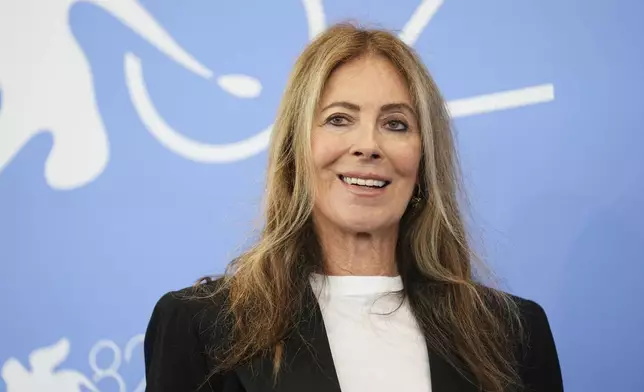 Director Kathryn Bigelow poses for photographers at the photo call for the film 'A House of Dynamite' during the 82nd edition of the Venice Film Festival in Venice, Italy, on Tuesday, Sept. 2, 2025. (Photo by Scott A Garfitt/Invision/AP)