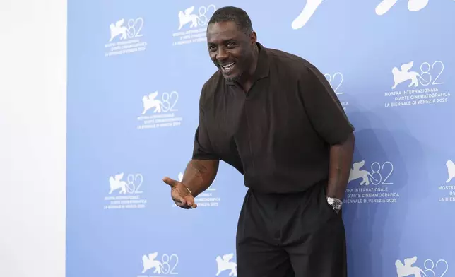 Idris Elba poses for photographers at the photo call for the film 'A House of Dynamite' during the 82nd edition of the Venice Film Festival in Venice, Italy, on Tuesday, Sept. 2, 2025. (Photo by Scott A Garfitt/Invision/AP)