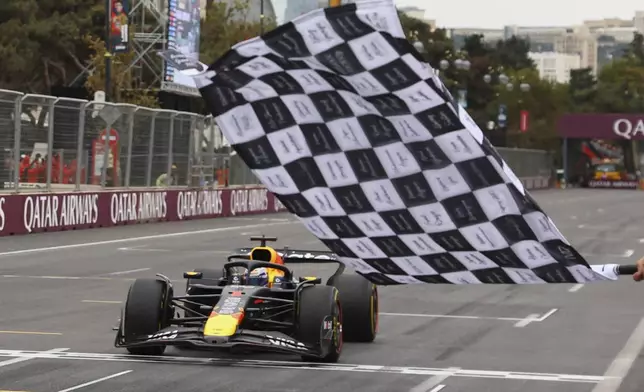 Red Bull driver Max Verstappen of the Netherlands the Azerbaijan Formula One Grand Prix in Baku, Azerbaijan, Sunday, Sept. 21, 2025. (AP Photo/Lisi Niesner, Pool)