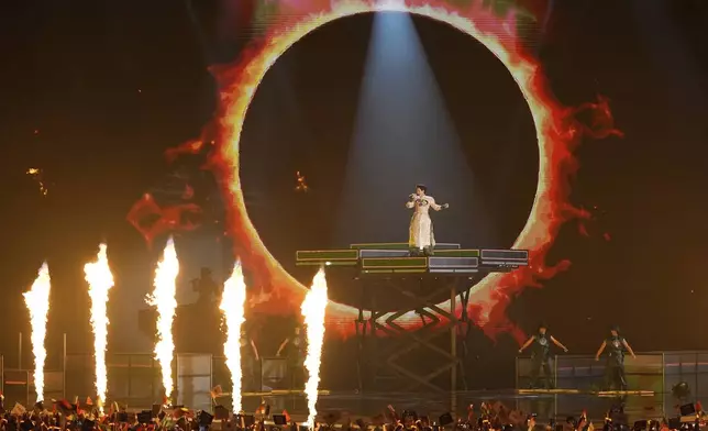 Vietnam's Duc Phuc performs at the International Music Competition "Intervision" at the Live Arena outside Moscow, Russia, Saturday, Sept. 20, 2025. (AP Photo/Alexander Zemlianichenko)