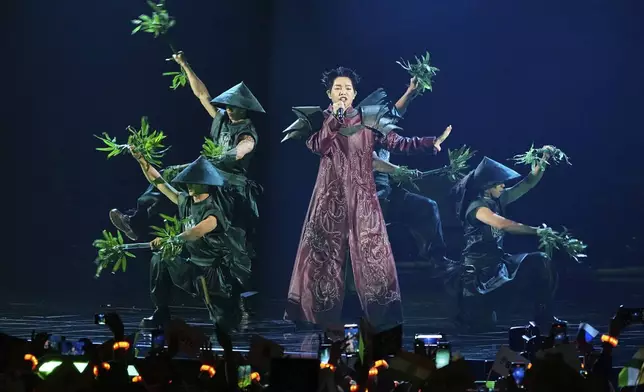 Vietnam's Duc Phuc performs at the International Music Competition "Intervision" at the Live Arena outside Moscow, Russia, Saturday, Sept. 20, 2025. (AP Photo/Alexander Zemlianichenko)