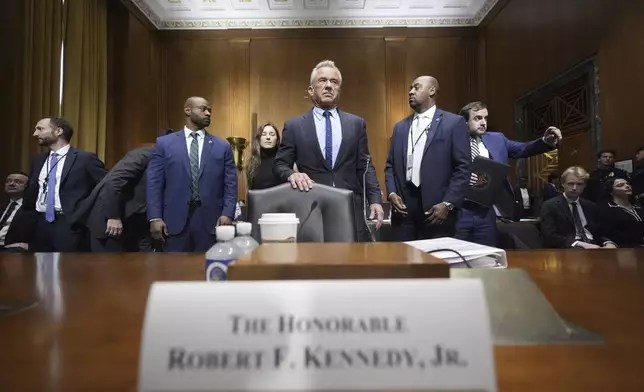 Secretary of Health and Human Services Robert F. Kennedy Jr., arrives to appear before the Senate Finance Committee, on Capitol Hill in Washington, Thursday, Sept. 4, 2025. (AP Photo/Mark Schiefelbein)