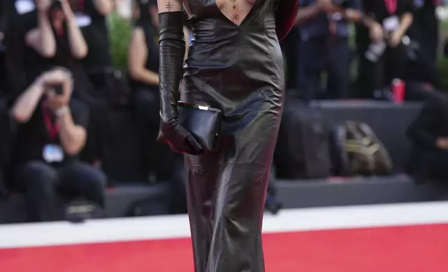 Paris Jackson poses for photographers at the red carpet for the film 'Frankenstein' during the 82nd edition of the Venice Film Festival in Venice, Italy, on Saturday, Aug. 30, 2025. (Photo by Scott A Garfitt/Invision/AP)