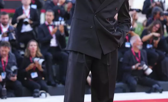 Jacob Elordi poses for photographers at the red carpet for the film 'Frankenstein' during the 82nd edition of the Venice Film Festival in Venice, Italy, on Saturday, Aug. 30, 2025. (Photo by Scott A Garfitt/Invision/AP)