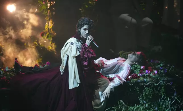 Conan Gray performs 'Vodka Cranberry' during the MTV Video Music Awards on Sunday, Sept. 7, 2025, at UBS Arena in Elmont, N.Y. (Photo by Charles Sykes/Invision/AP)