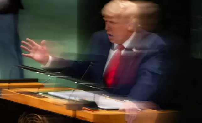 President Donald Trump addresses the 80th session of the United Nations General Assembly Tuesday, Sept. 23, 2025, at U.N. headquarters. (AP Photo/Yuki Iwamura)