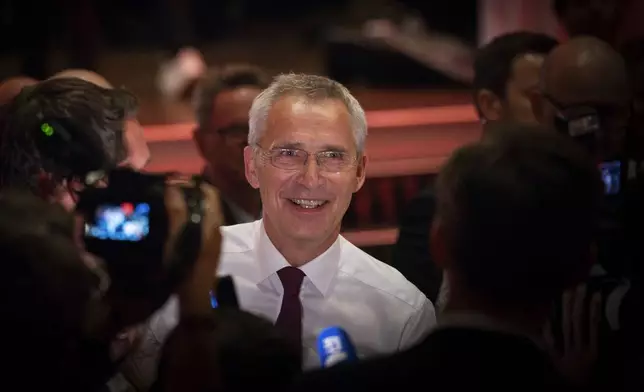 Finance Minister Jens Stoltenberg at the Labour Party's election vigil at the People's House during the 2025 general election in Oslo, Norway, Monday, Sept. 8, 2025. (Ole Berg-Rusten/NTB Scanpix via AP)