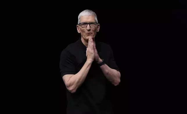 Apple CEO Tim Cook speaks on stage during an announcement of new products at Apple Park in Cupertino, Calif., Tuesday, Sept. 9, 2025. (AP Photo/Godofredo A. Vásquez)