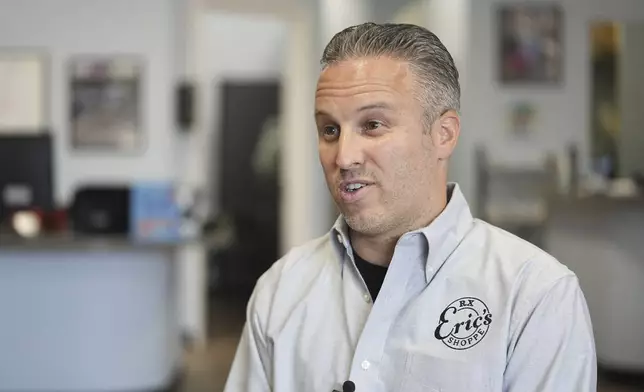 Marc Ost co-owner at Eric's Rx Shoppe speaks during an interview in Horsham, Pa., Tuesday, Sept. 2, 2025. (AP Photo/Matt Rourke)
