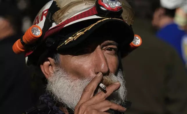 Carlos Cienfuegos, commander of the Topos volunteer rescue workers brigade, attends a ceremony marking the 1985 earthquake's 40th anniversary in Mexico City, Friday, Sept. 19, 2025. (AP Photo/Marco Ugarte)