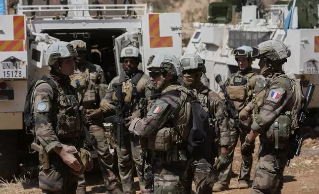 French U.N. peacekeepers deploy at the Suluki Valley, south Lebanon, Wednesday, Aug. 20, 2025. (AP Photo/Hussein Malla)