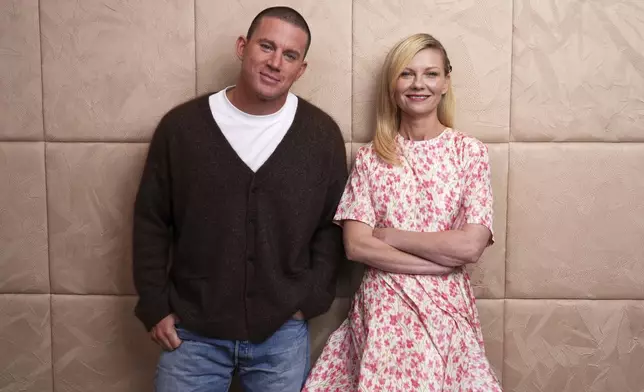 Channing Tatum, left, and Kirsten Dunst pose for a portrait to promote the film "Roofman" during the Toronto International Film Festival on Sunday, Sept. 7, 2025, in Toronto. (AP Photo/Chris Pizzello)