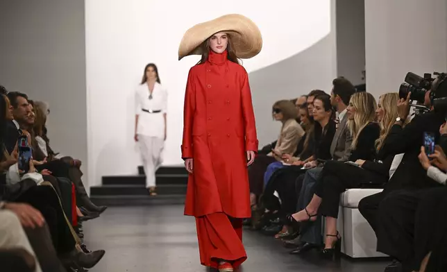 A model walks the runway during the Ralph Lauren Spring 2026 fashion show as part of New York Fashion Week on Wednesday, Sept. 10, 2025, in New York. (Photo by Evan Agostini/Invision/AP)