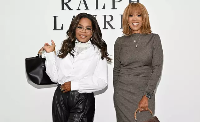Oprah Winfrey, left, and Gayle King attend the Ralph Lauren Spring 2026 fashion show as part of New York Fashion Week on Wednesday, Sept. 10, 2025, in New York. (Photo by Evan Agostini/Invision/AP)
