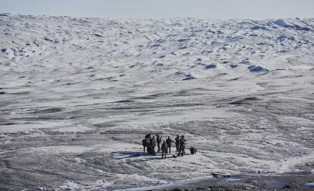 Danish military forces participate in an exercise with hundreds of troops from several European NATO members in Kangerlussuaq, Greenland, Wednesday, Sept. 17, 2025. (AP Photo/Ebrahim Noroozi)