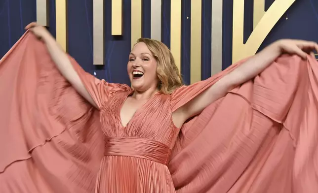 Ariel Dumas arrives at the 77th Primetime Emmy Awards on Sunday, Sept. 14, 2025, at the Peacock Theater in Los Angeles. (Photo by Richard Shotwell/Invision/AP)