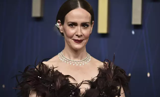 Sarah Paulson arrives at the 77th Primetime Emmy Awards on Sunday, Sept. 14, 2025, at the Peacock Theater in Los Angeles. (Photo by Richard Shotwell/Invision/AP)