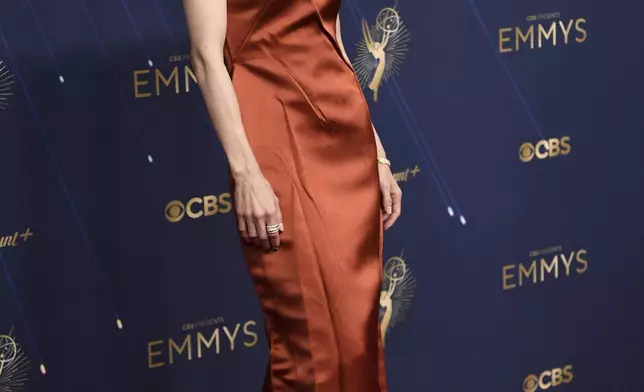 Britt Lower arrives at the 77th Primetime Emmy Awards on Sunday, Sept. 14, 2025, at the Peacock Theater in Los Angeles. (Photo by Richard Shotwell/Invision/AP)