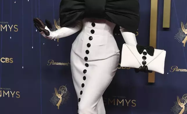 Suzie Toot arrives at the 77th Primetime Emmy Awards on Sunday, Sept. 14, 2025, at the Peacock Theater in Los Angeles. (Photo by Richard Shotwell/Invision/AP)
