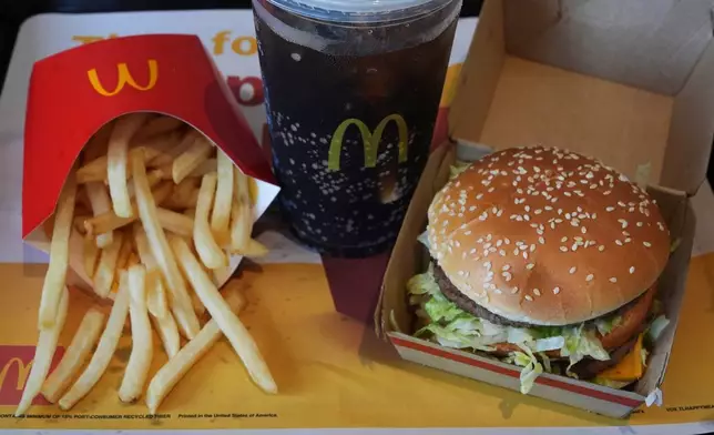 A McDonald's Big Mac Combo Meal is shown in Detroit, Tuesday, Sept. 2, 2025. (AP Photo/Paul Sancya)