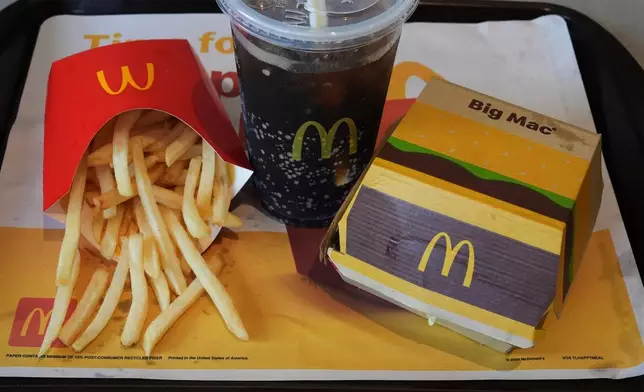 A McDonald's Big Mac Combo Meal is shown in Detroit, Tuesday, Sept. 2, 2025. (AP Photo/Paul Sancya)