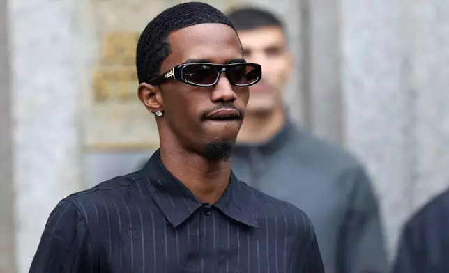 Christian "King" Combs exits Manhattan federal court after a hearing for Sean "Diddy" Combs, Thursday, Sept. 25, 2025, in New York. (AP Photo/Heather Khalifa)