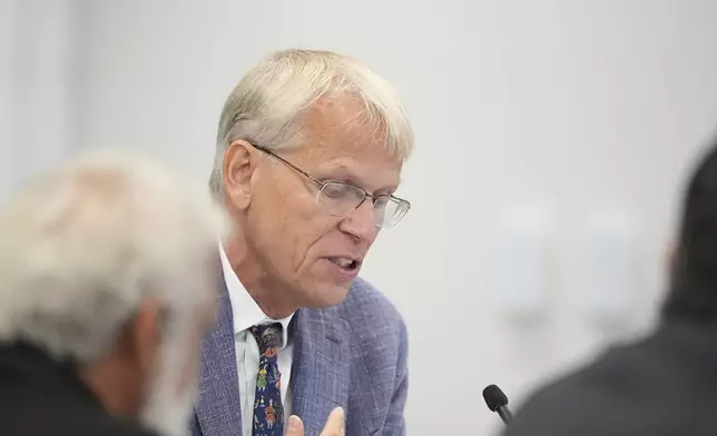 Committee member Dr. Martin Kulldorf, speaks during a meeting of the Advisory Committee on Immunization Practices at the CDC on Thursday, Sept. 18, 2025, in Chamblee, Ga. (AP Photo/Brynn Anderson)