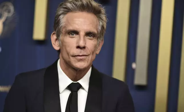 Ben Stiller arrives at the 77th Primetime Emmy Awards on Sunday, Sept. 14, 2025, at the Peacock Theater in Los Angeles. (Photo by Richard Shotwell/Invision/AP)