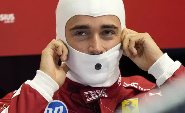 Ferrari driver Charles Leclerc of Monaco prepares for the first free practice ahead of the Italian Grand Prix at the Monza racetrack in Monza, Italy, Friday, Sept. 5, 2025. (AP Photo/Luca Bruno)