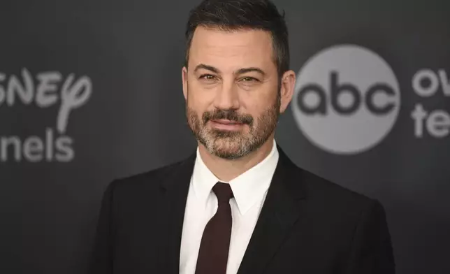 FILE - Jimmy Kimmel appears at the Walt Disney Television upfront in New York on May 14, 2019. (Photo by Evan Agostini/Invision/AP, File)