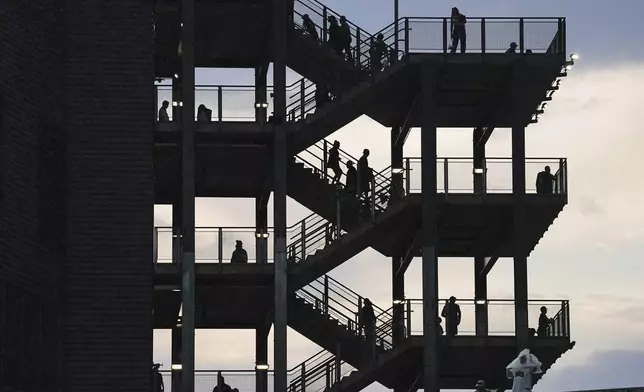Fans navigate the stairwells at Lincoln Financial Field before an NFL football game between the Dallas Cowboys and Philadelphia Eagles Thursday, Sept. 4, 2025, in Philadelphia. (AP Photo/Matt Rourke)