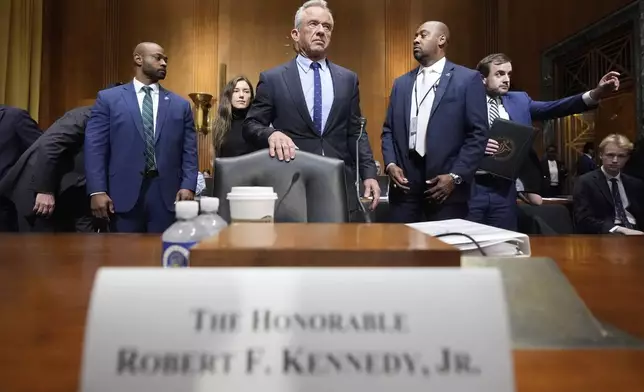Secretary of Health and Human Services Robert F. Kennedy Jr., arrives before the Senate Finance Committee, on Capitol Hill in Washington, Thursday, Sept. 4, 2025. (AP Photo/Mark Schiefelbein)