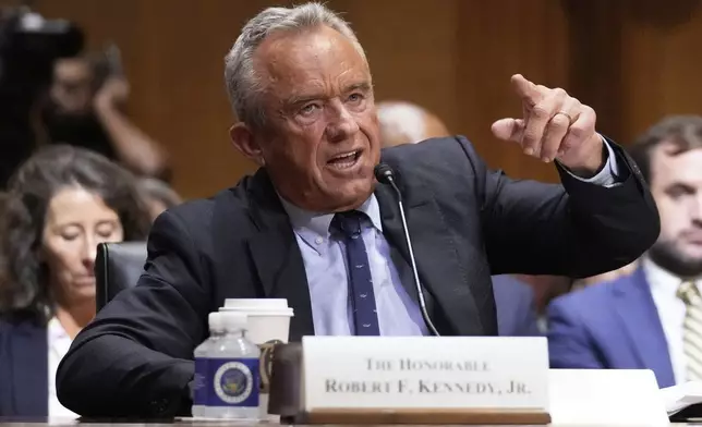 Secretary of Health and Human Services Robert F. Kennedy Jr., appears before the Senate Finance Committee, on Capitol Hill in Washington, Thursday, Sept. 4, 2025. (AP Photo/Mark Schiefelbein)