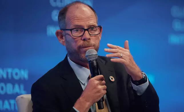 Mark Suzman, CEO and Board Member of the Gates Foundation speaks during the Clinton Global Initiative, on Wednesday, Sept. 24, 2025, in New York. (AP Photo/Andres Kudacki)